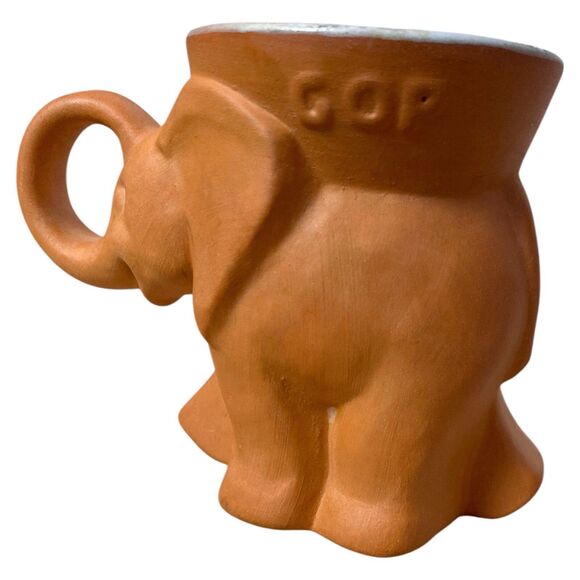 Frankoma 1980 GOP Republican Orange Elephant Mug Vintage Political Collectible - Picture 3 of 6